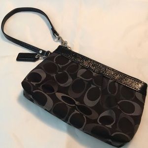Coach black and grey logo wristlet